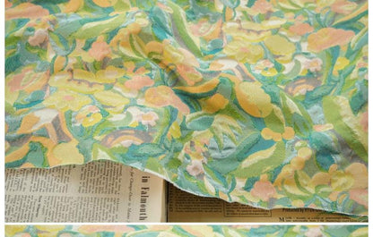Gold Thread Jacquard Fabric: 3D Oil Painting Texture, 60" Wide