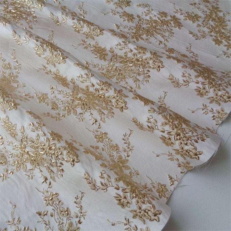 Gold Thread Floral Jacquard Fabric: 3D Texture Upholstery, Costume - 56"W
