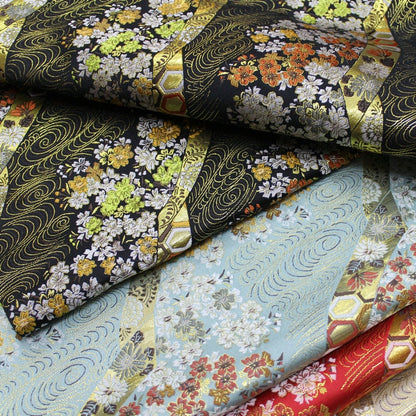 Tissu brocart de soie jacquard à motif floral Nishijin - 29,5 pouces