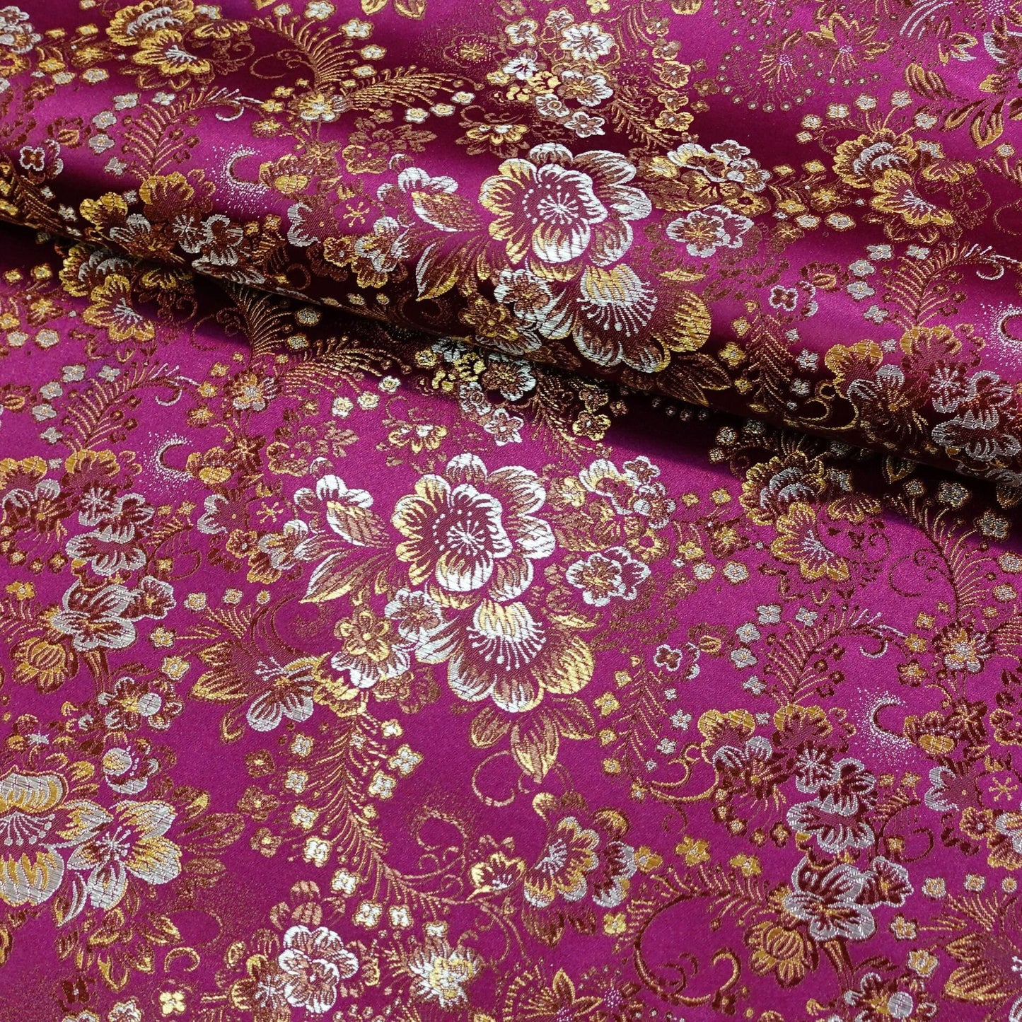 Peony Brocade Fabric: Colorful Cheongsam Qipao Sewing Material, 45"W