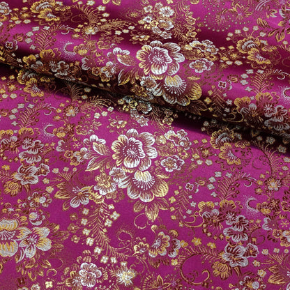 Peony Brocade Fabric: Colorful Cheongsam Qipao Sewing Material, 45"W
