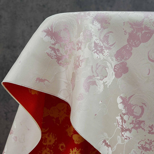 Reversible Rose Jacquard Fabric: Floral Embossed Weave, 65" Wide