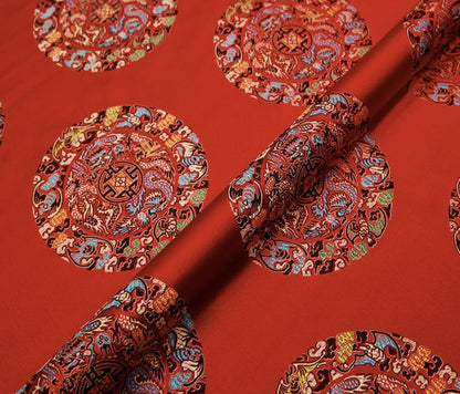 Five Dragons Brocade Fabric: Floral Jacquard Satin, Upholstery & Sewing