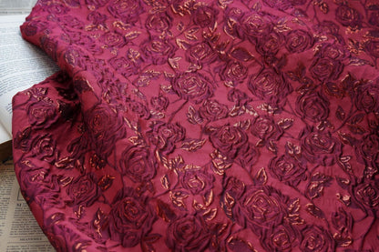 Gold Thread Floral Jacquard Fabric - 52" Wide, Prom/Upholstery