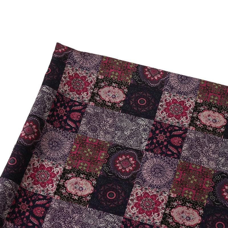 Tea Silk Satin Fabric: 59"W Patch Pattern Digital Print