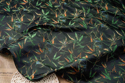 Dark Green Bamboo Jacquard Satin Fabric - 65" Wide