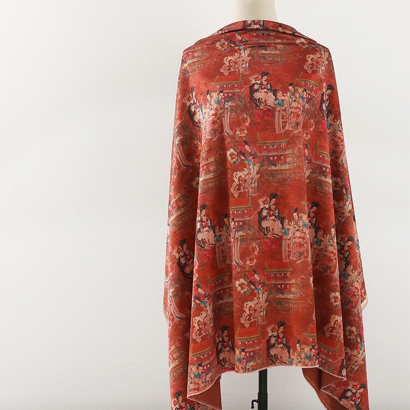 Floral Ladies Polyester Spandex Fabric: Silken Flow, 59" Wide