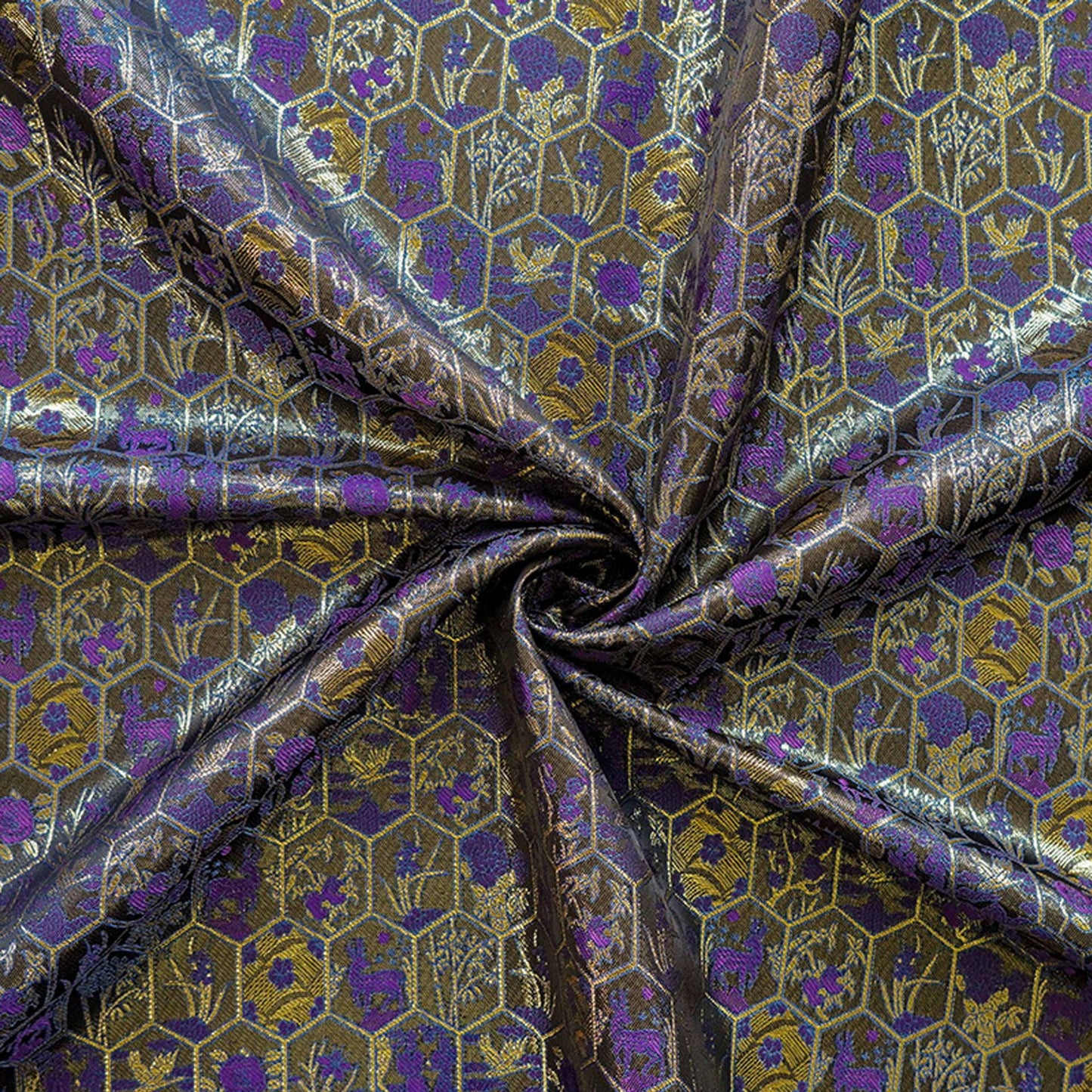 Gold Thread Brocade Fabric ��� Diamond Medallion, Tibetan Sty"W