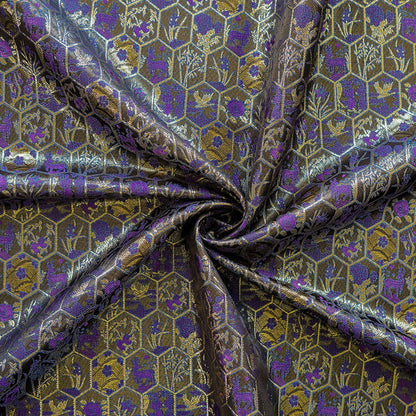 Gold Thread Brocade Fabric ��� Diamond Medallion, Tibetan Sty"W