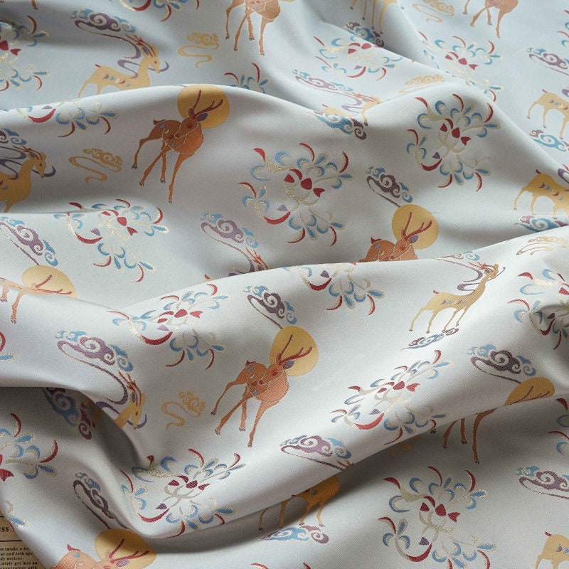 Gold Thread Jacquard Fabric: Chinese Style Rayon, 59" Wide