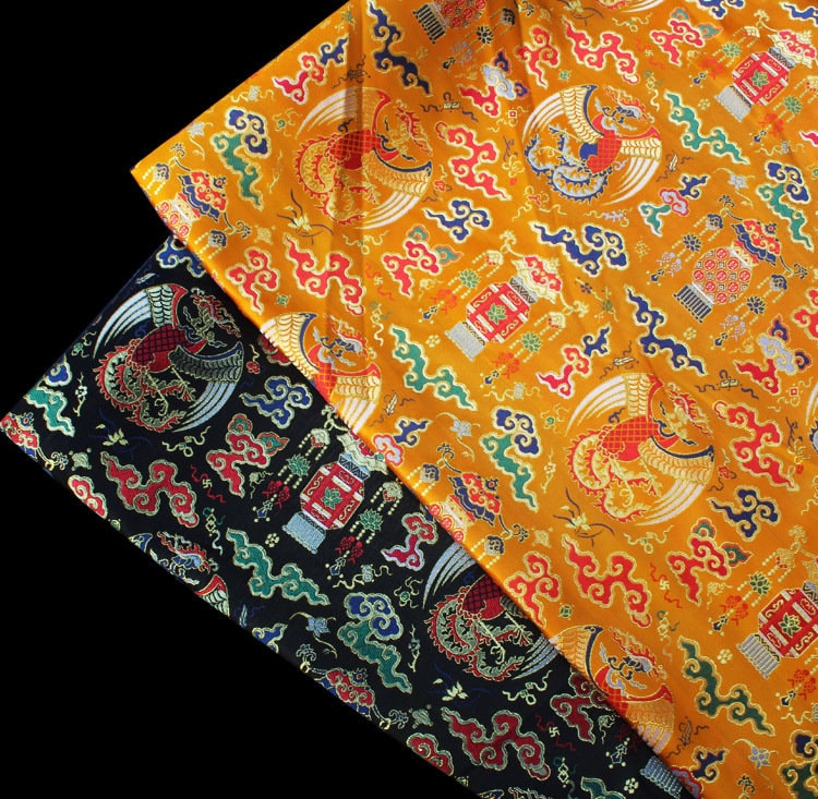 Peacock Lantern Brocade Fabric: 58"W Chinese Rayon Sewing Material