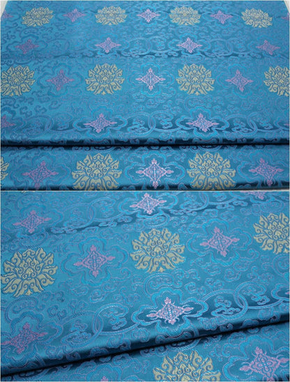 Floral Medallion Brocade Fabric: Silk Rayon Blend, 29.5" Wide
