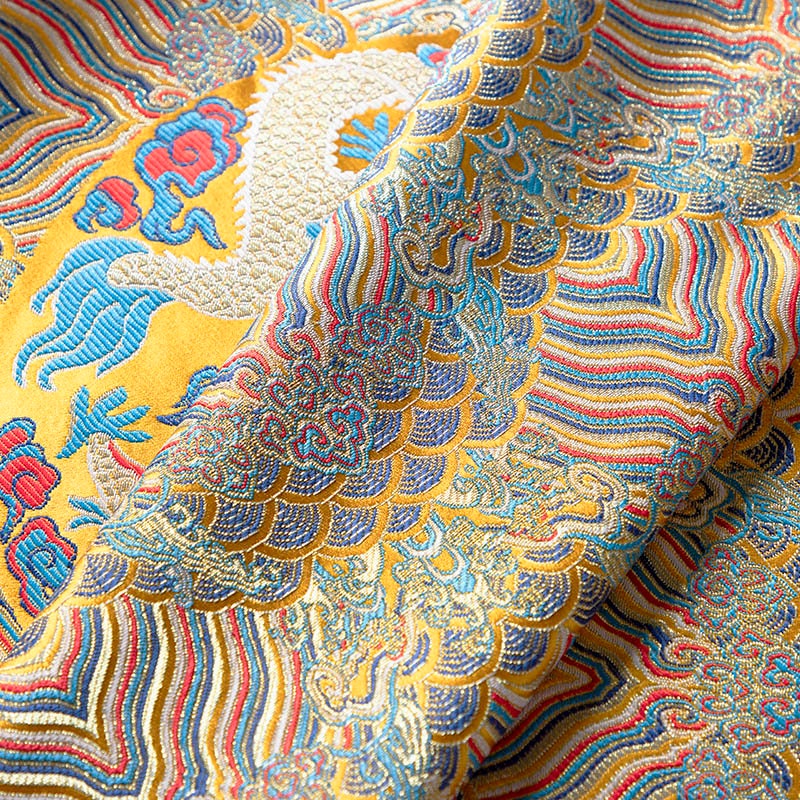 Dragon Damask Brocade Fabric: 29.5"W Silk Blend Sewing Material