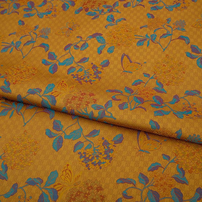Floral Silk Brocade Fabric: Multicolored Cheongsam Qipao, 29.5"W