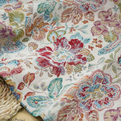 Floral Jacquard Fabric: Oil Painting Style, Upholstery Sewing Material - 59"W