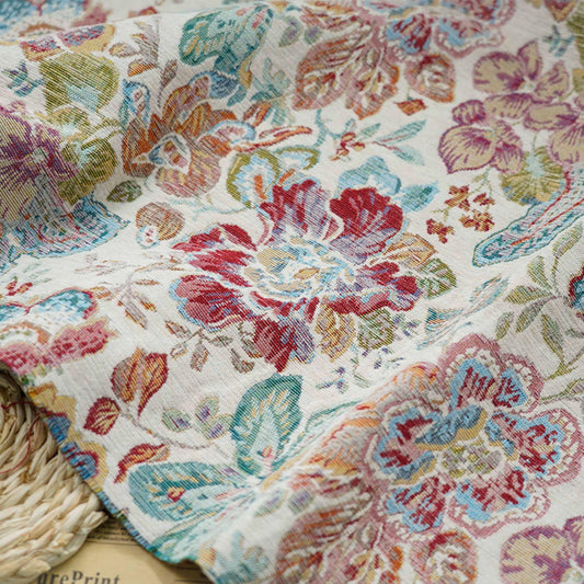 Floral Jacquard Fabric: Oil Painting Style, Upholstery Sewing Material - 59"W