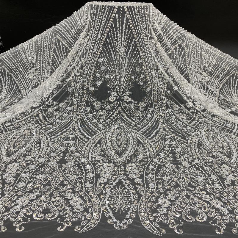 Beaded Sequin Lace Fabric: Floral Appliqu�� Bridal Wedding Dress