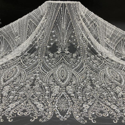 Beaded Sequin Lace Fabric: Floral Appliqu�� Bridal Wedding Dress
