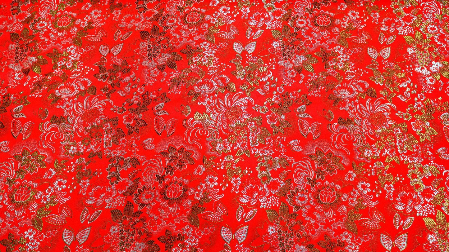 Butterfly Brocade Fabric: 45"W Silk Rayon Blend, Costume Decor