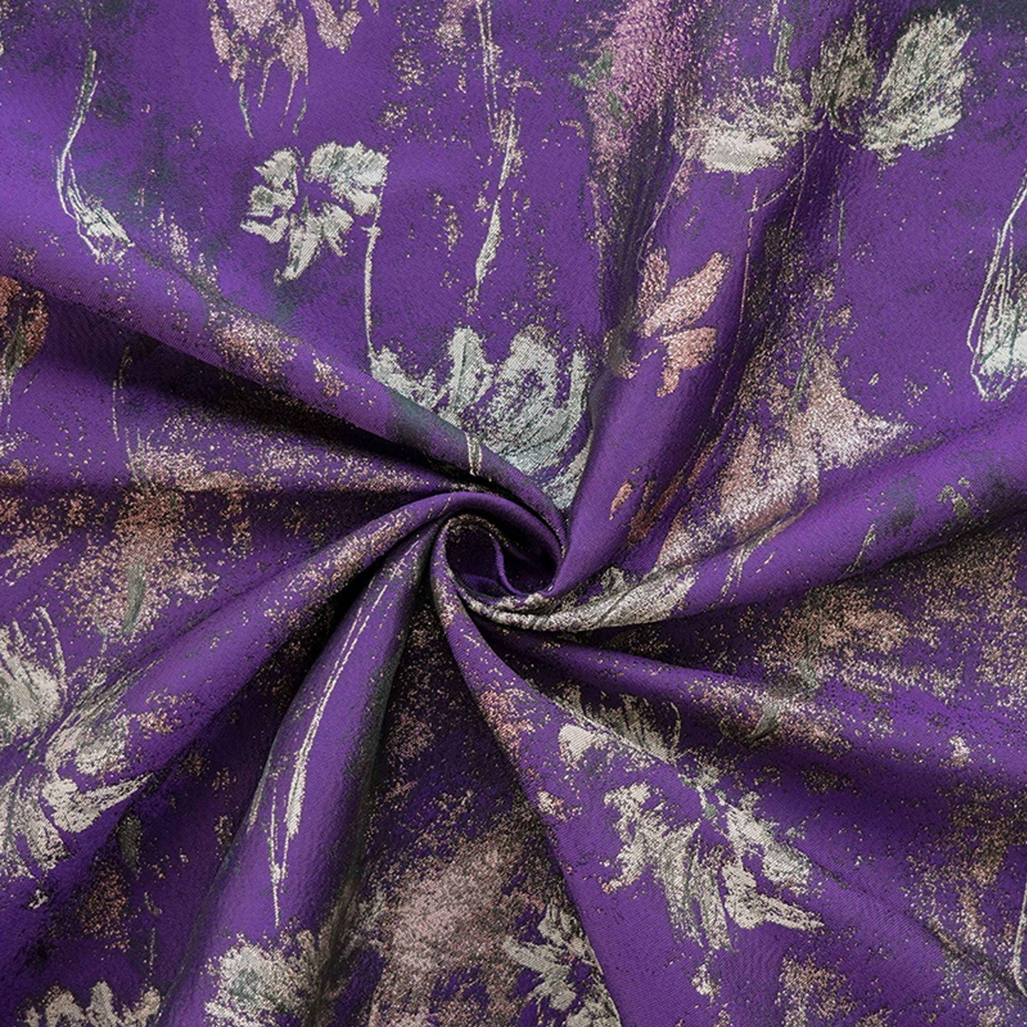Purple Gold 3D Jacquard Fabric: Embossed Woven Upholstery, Sewing DIY - 65"W