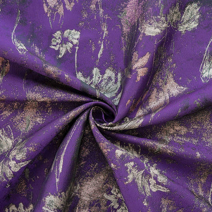 Purple Gold 3D Jacquard Fabric: Embossed Woven Upholstery, Sewing DIY - 65"W