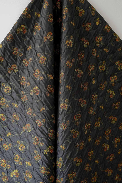 Embossed Floral Quilted Jacquard Fabric: Polyester Blend Upholstery