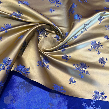 Brocart de soie damassé : 150 cm de large, tissu chinois pivoine - Vendu au mètre