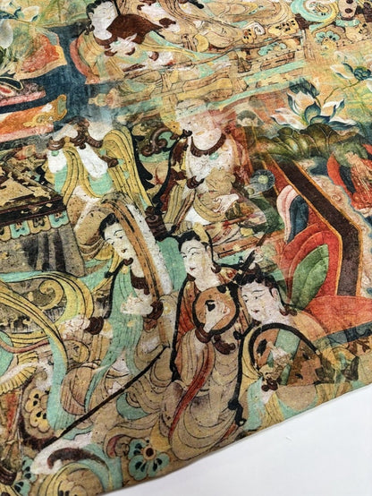 Dunhuang Fresco Buddha Fabric: Asian Chinese Style Tencel (55"W)