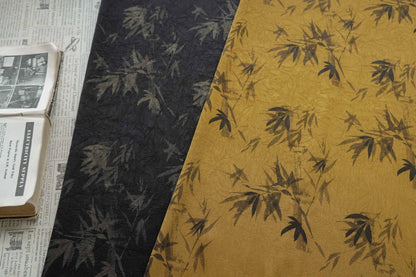 Bamboo Leaf Print Satin Rayon Fabric: Drapey Sewing Material
