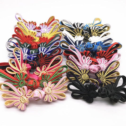 Boutons grenouille pour cheongsam, attache de couture chinoise en tissu 9 couleurs, faits main.