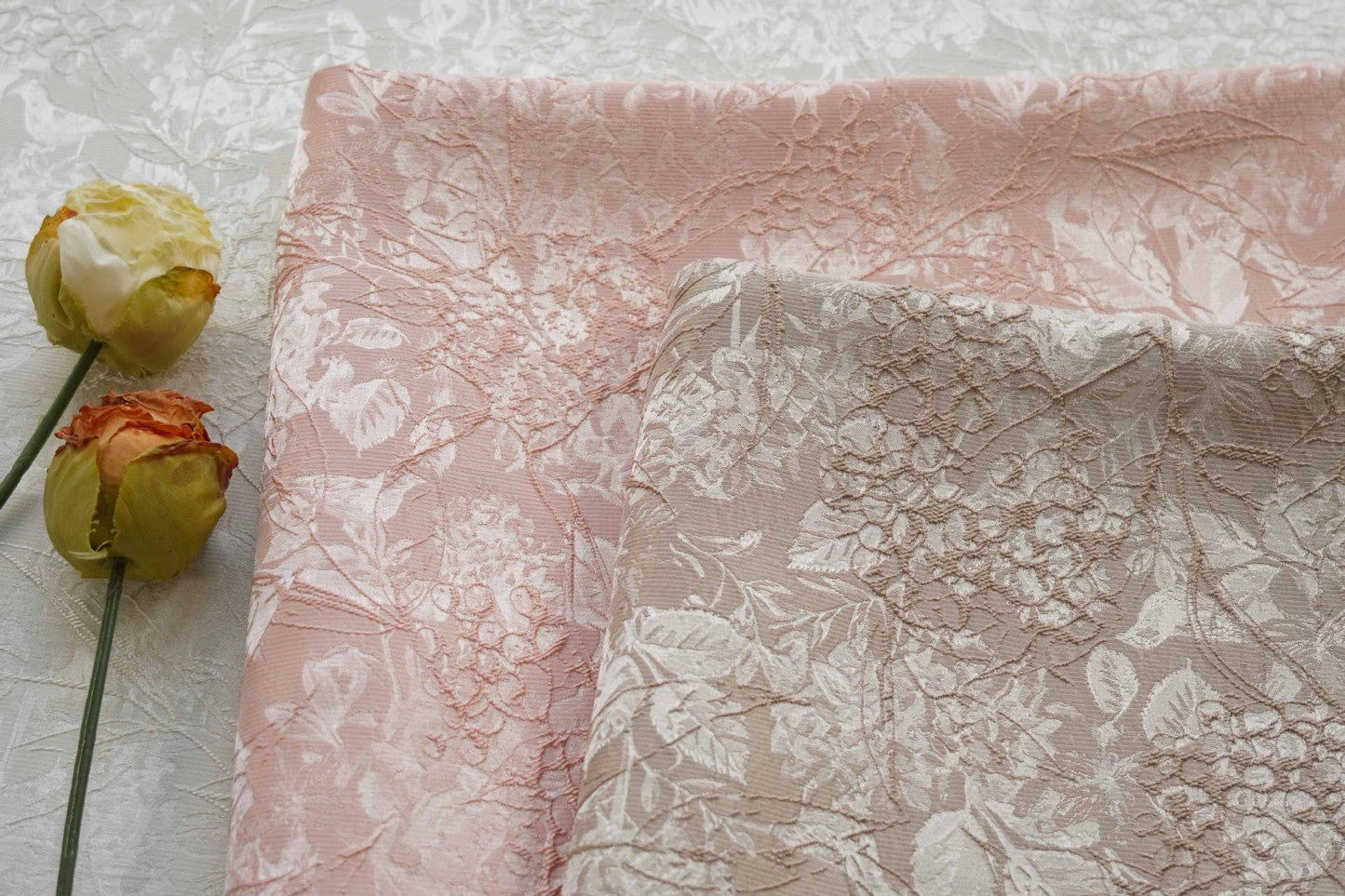 Chinese Style Embossed Jacquard Fabric ��� Abstract Floral Vine Dark Pattern Brocade for Sewing, Dressmaking, Home Decor, Upholste"Wide