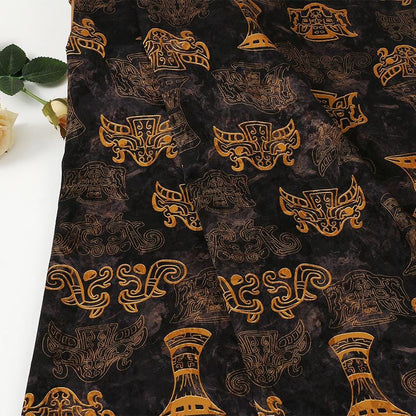 Bronze Jacquard Fabric - Iridescent Landscape Satin Tea Silk, 59"W