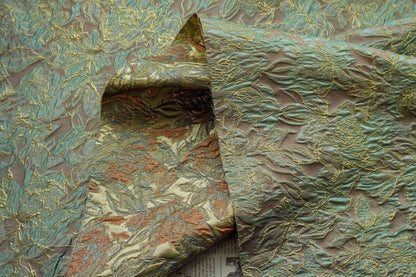 Embossed Floral Jacquard Fabric ��� Gold Thre" Wide