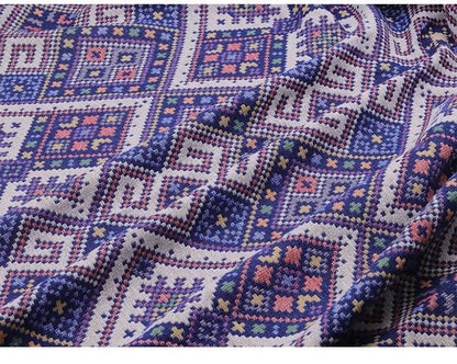 Woven Jacquard Plaid Fabric: Ethnic Boho Upholstery Textile