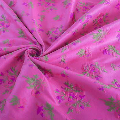 Rose Purple Floral Brocade Fabric: 59"W Rayon Sewing Material