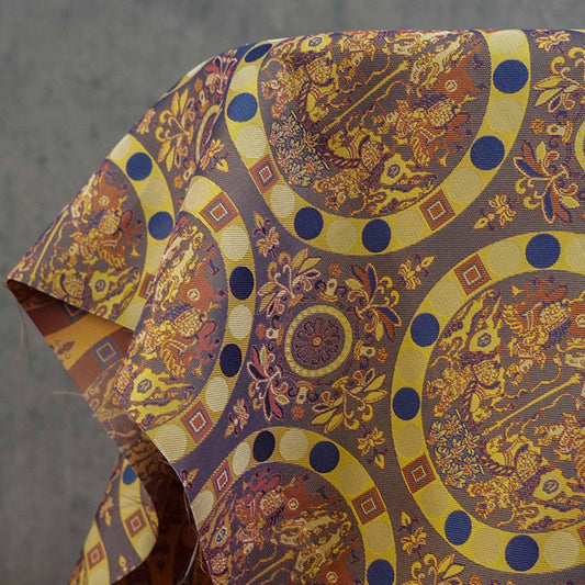 Gold Brocade Jacquard Fabric: Retro Palace Style Damask, 58" Wide