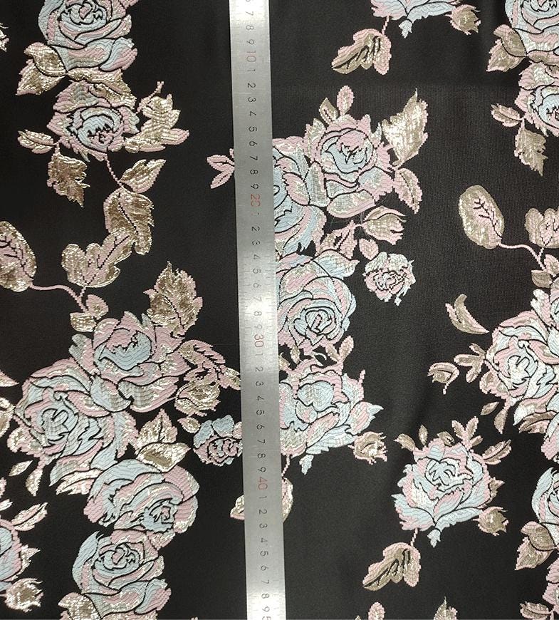 Floral Brocade Fabric: Gold Thread Cheongsam Qipao Material (59"W)