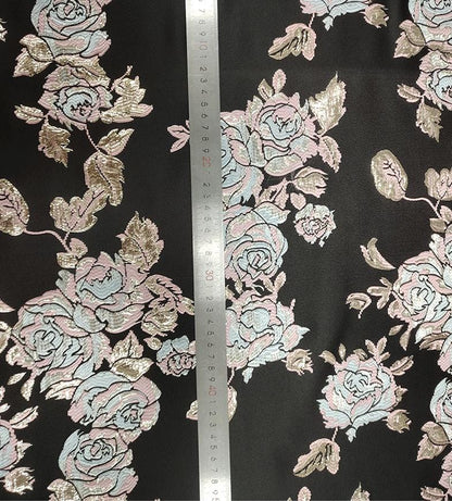 Floral Brocade Fabric: Gold Thread Cheongsam Qipao Material (59"W)