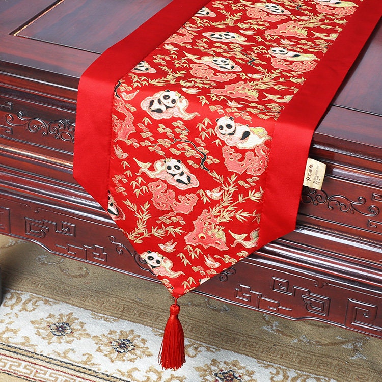 Panda Brocade Satin Fabric: 59" Wide Chinese Style Sewing