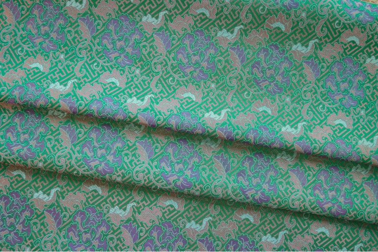 Tissu brocart jacquard à motif floral : motif vase chinois, 150 cm de large