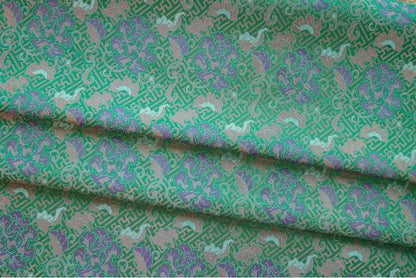 Tissu brocart jacquard à motif floral : motif vase chinois, 150 cm de large