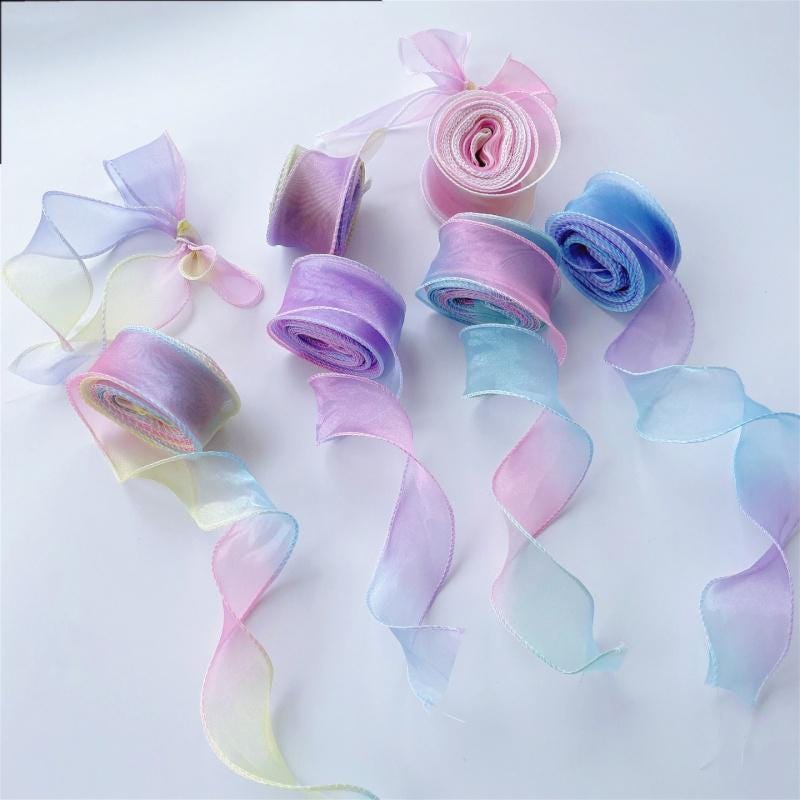Gradient Organza Ribbon: 4cm Fishtail Yarn, DIY Crafts (10 Yards)