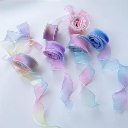 Gradient Organza Ribbon: 4cm Fishtail Yarn, DIY Crafts (10 Yards)