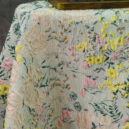 Tissu jacquard floral réversible : Rayonne/Polyester tissé en relief 3D, 137 cm de large