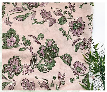 Pink Floral Jacquard Fabric ��� Embroidered Cott" Wide