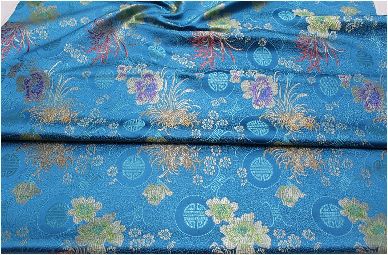 Chrysanthemum Brocade Fabric: Silk Rayon Jacquard, 29.5" Wide
