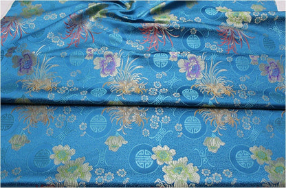 Chrysanthemum Brocade Fabric: Silk Rayon Jacquard, 29.5" Wide