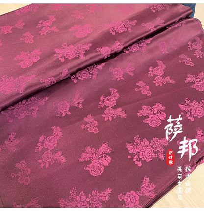 Tissu brocart jacquard Pivoine Phénix : Matériel de couture pour Cheongsam Qipao