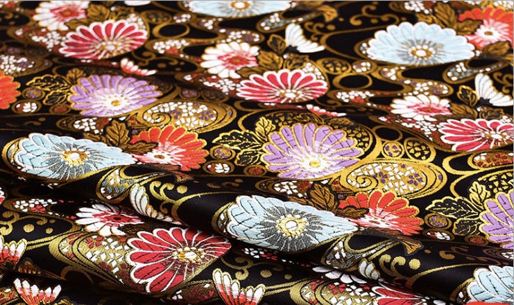 Japanese Floral Brocade Fabric: Modern Fans, Quilting & Upholstery