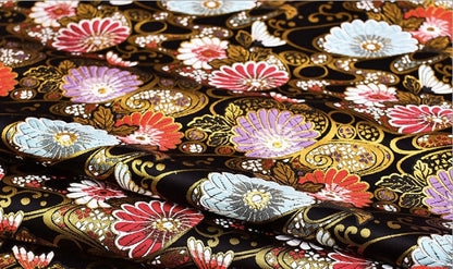 Japanese Floral Brocade Fabric: Modern Fans, Quilting & Upholstery